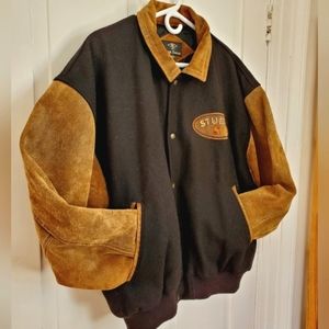 NHL Vintage Wool and Leather Bomber - Black and brown - XL
